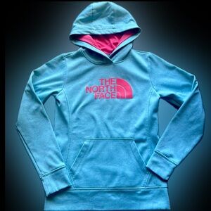 The north face athletic fleece hoodie sweatshirt small blue front pocket S